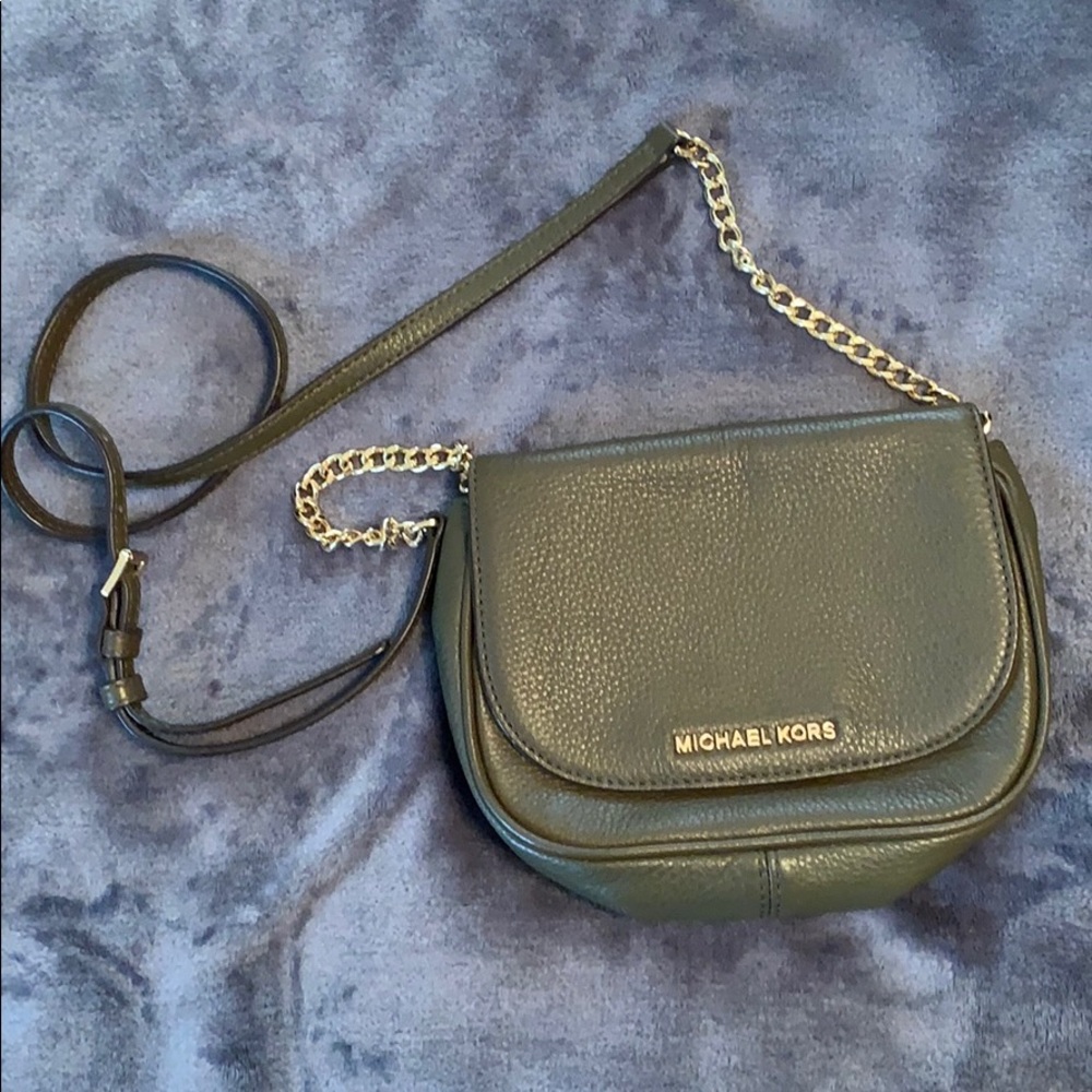 Olive Green MK Adjustable Gold Chain Cross Body